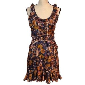 New Sachin + Babi for Ankasa Navy Floral Print Silk Dress Sz-2